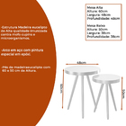 Kit 2 Mesa Lateral Lisa Mdf Off White | Aço Preto - Sallar Ho